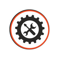 gear icon showing a wrench and screwdriver indicating the installation of security cameras and system